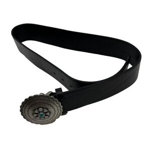 Ralph Lauren Womens Belt Black Leather Small Concho Western Boho Cowgirl Vtg